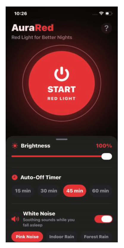 Red Light Sleep Timer main dashboard